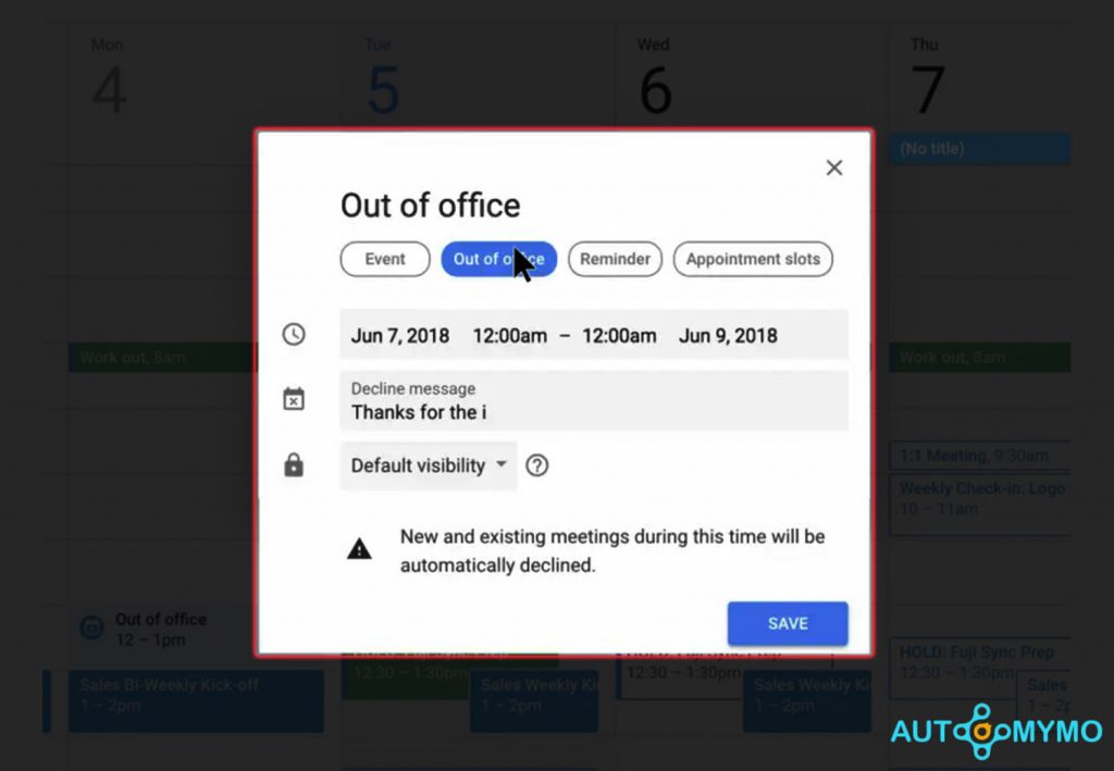 Set an Out-Of-Office in Google Calendar