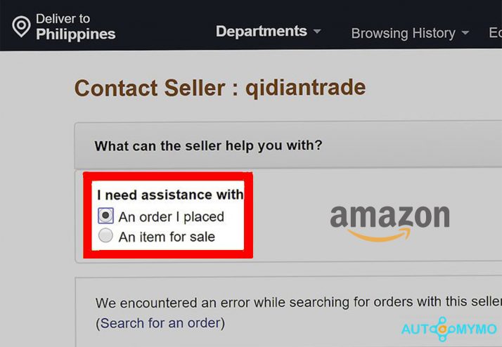 Contact Seller on Amazon