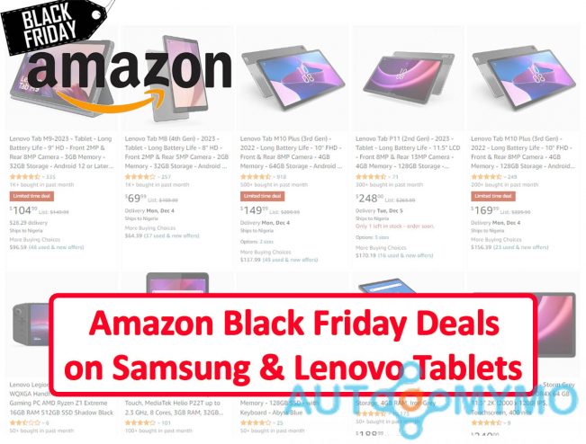 Amazon Black Friday Deals on Samsung Galaxy and Lenovo Tablets